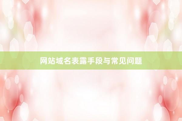 网站域名表露手段与常见问题